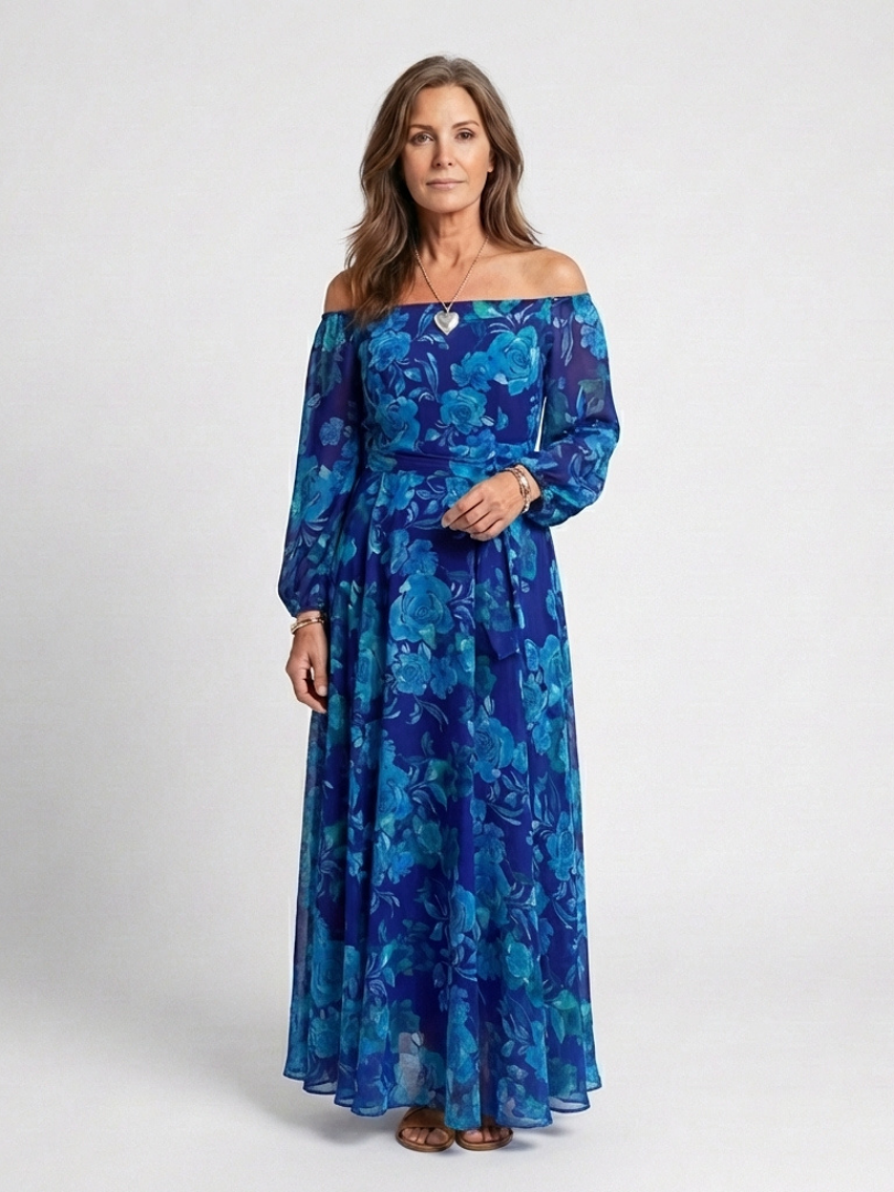 Aspen | Maxi Jurk met Bloemen en Off-Shoulder Schouders