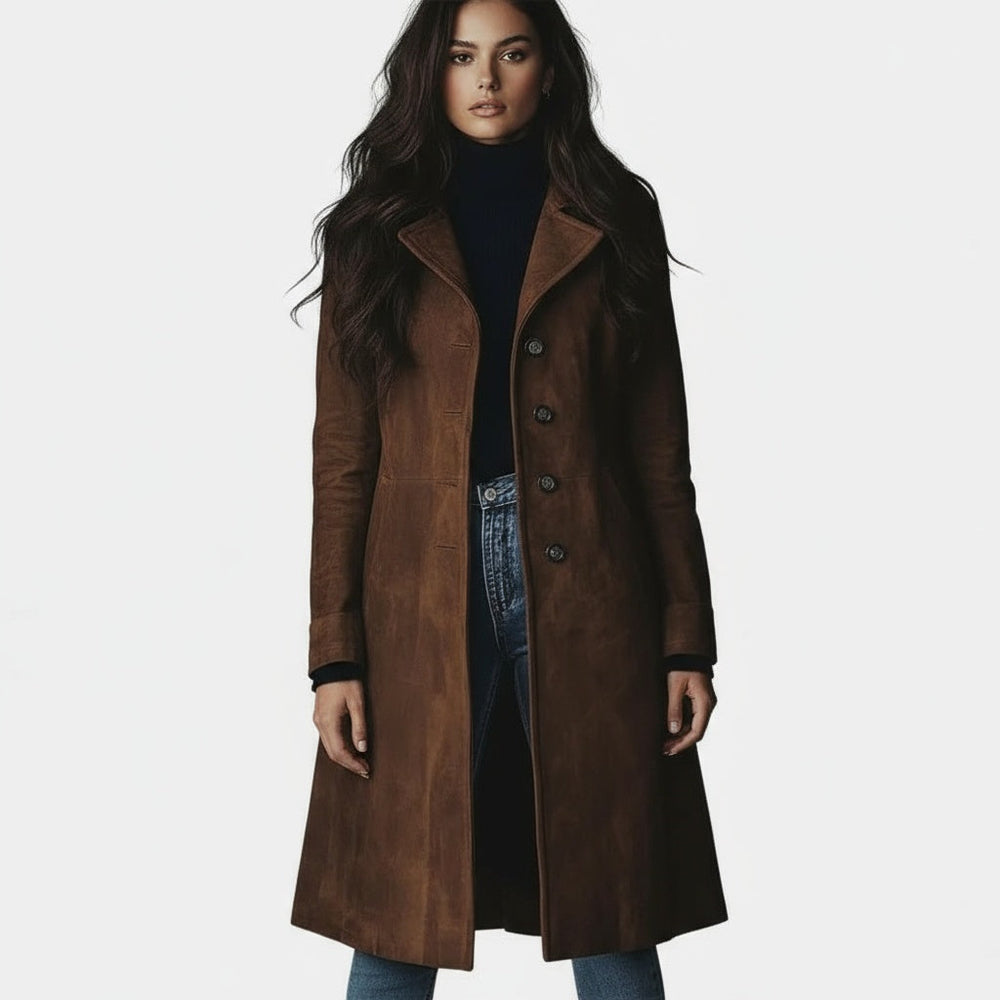 Evelyn | Verfijnde suède overjas