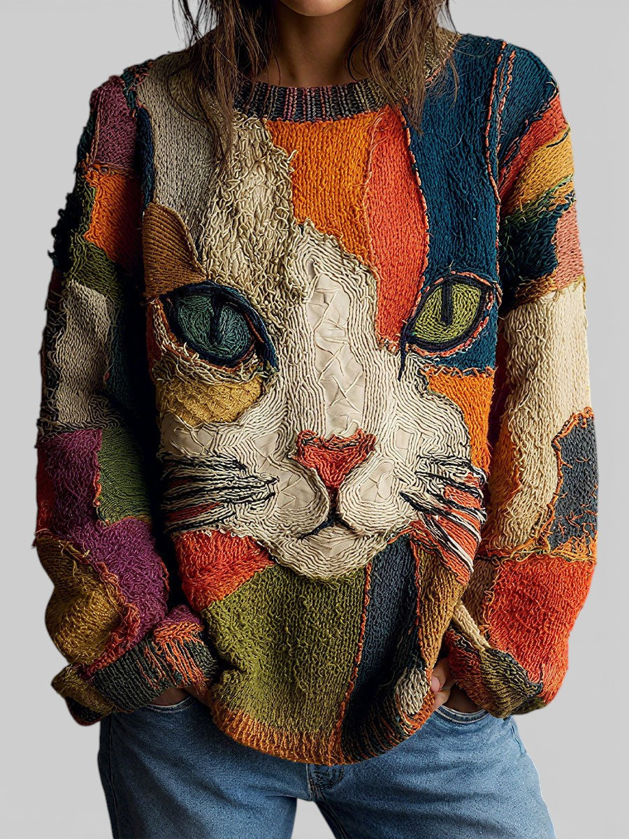 Luna | Artistieke kattenprint top