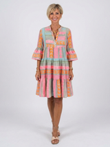 Maelle | Jurk met V-hals en geometrische print, knie-lengte