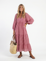 Arlette | Midi-jurk met geometrisch patroon en lange mouwen