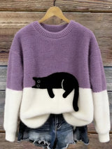Luna | Damessweater met kattenprint