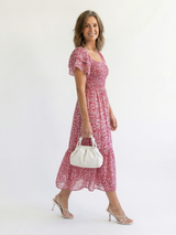 Odette | Midi Jurk met Off-Shoulder Smocking