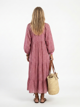 Arlette | Midi-jurk met geometrisch patroon en lange mouwen
