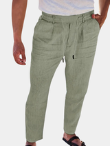 Andy | Relaxte linnen broek met trekkoord