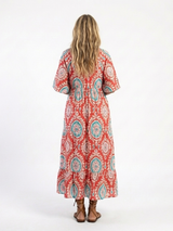 Zaria | Midi-jurk met paisleyprint en V-hals met korte mouwen
