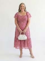 Odette | Midi Jurk met Off-Shoulder Smocking