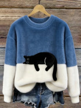 Luna | Damessweater met kattenprint