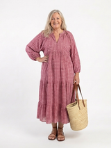 Arlette | Midi-jurk met geometrisch patroon en lange mouwen