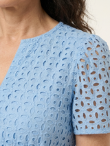 Brielle | Midi-jurk met V-hals en korte mouwen met volants