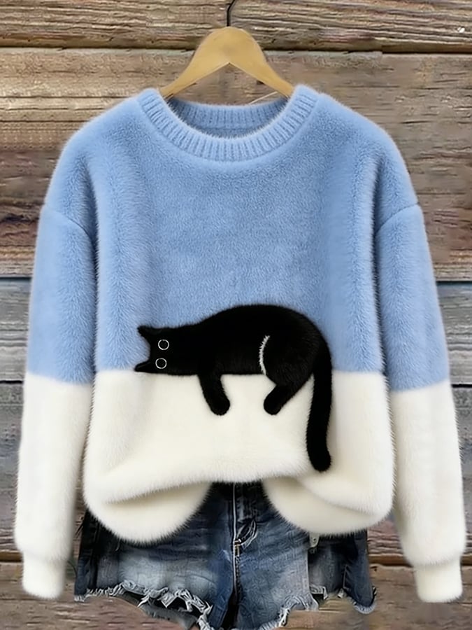 Luna | Damessweater met kattenprint