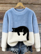 Luna | Damessweater met kattenprint