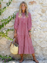 Arlette | Midi-jurk met geometrisch patroon en lange mouwen