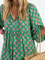 Fiora | Midi-jurk met bloemenprint en V-hals