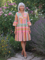 Maelle | Jurk met V-hals en geometrische print, knie-lengte