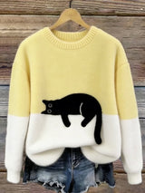 Luna | Damessweater met kattenprint