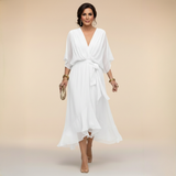 Charlotte | Chique jurk van chiffon met V-hals