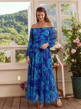 Aspen | Maxi Jurk met Bloemen en Off-Shoulder Schouders