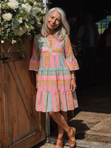 Maelle | Jurk met V-hals en geometrische print, knie-lengte