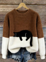 Luna | Damessweater met kattenprint