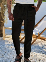 Andy | Relaxte linnen broek met trekkoord