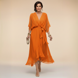 Charlotte | Chique jurk van chiffon met V-hals