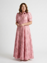 Xanthea | Maxi jurk met korte mouwen, getailleerd, met bloemenpatroon