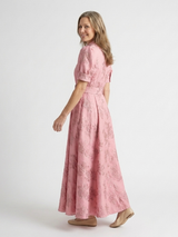 Xanthea | Maxi jurk met korte mouwen, getailleerd, met bloemenpatroon