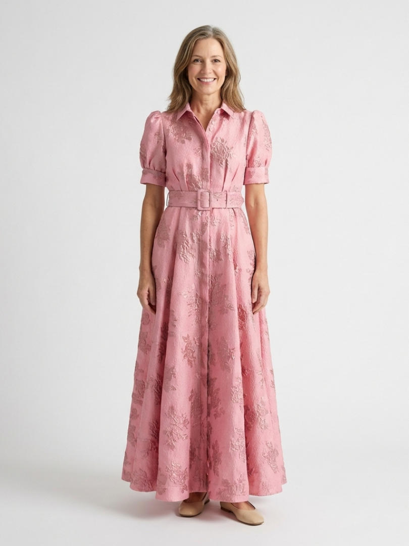 Xanthea | Maxi jurk met korte mouwen, getailleerd, met bloemenpatroon