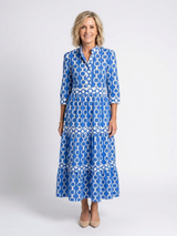 Ysolde | Midi-jurk met 3/4 mouwen en kettingpatroon