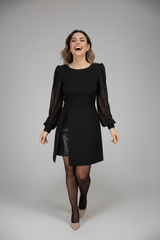 Eleanor | Jurk met kristallen mouwen
