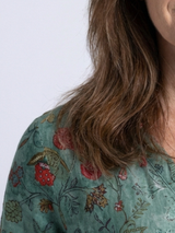 Marina | Maxijurk met V-hals en bloemmotief met driekwartmouwen