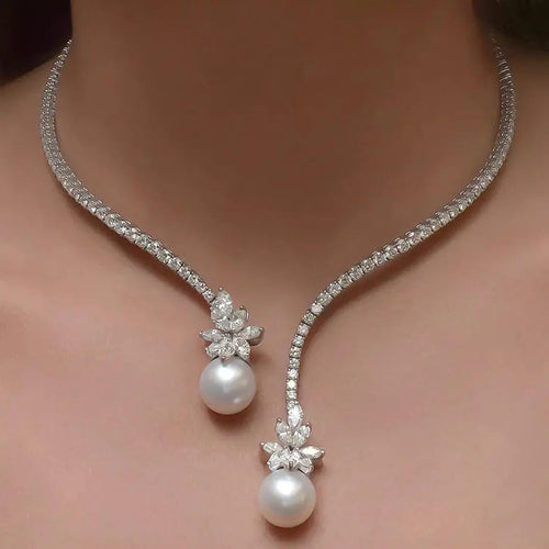 Elegante en Stralende Halsketting met Sterling Zilveren Parels
