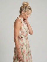 Aurelle | Midi-jurk met Bloemen en Halterhals