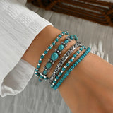 Set van Boho Armbanden met Turquoise Kralen