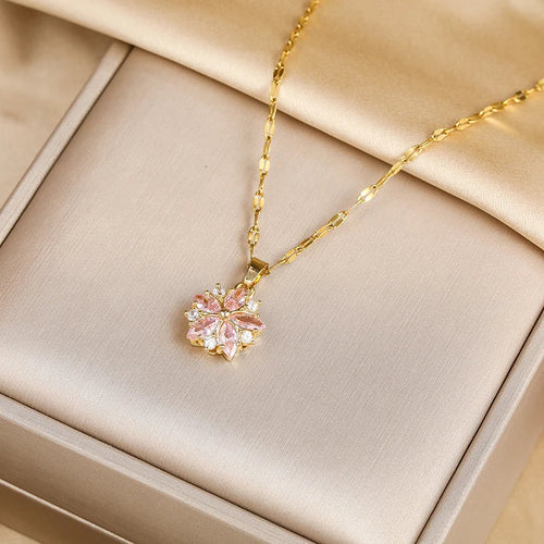 Collier Sakura Rose Romantisch van Roestvrij Staal