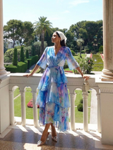 Calista | Maxidress met V-hals en gestrikte taille