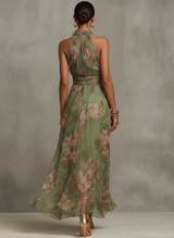 Grace | Maxi-jurk met bloemenhalterhals