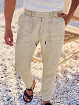 Andy | Relaxte linnen broek met trekkoord