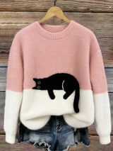 Luna | Damessweater met kattenprint