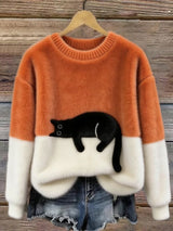 Luna | Damessweater met kattenprint